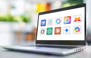Multiple Apps Powered by Different Large Language Models displayed on laptop