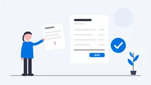Illustration of a person holding an unclear IT quote next to a clear fixed monthly price of $260